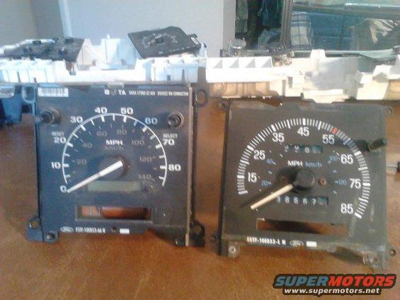 9.jpg 92-96 speedo on left, 87-91 speedo on the right. they are pretty much the same size overall. 

speedos for clusters without the tach are a different size. than the speedos with tach. 