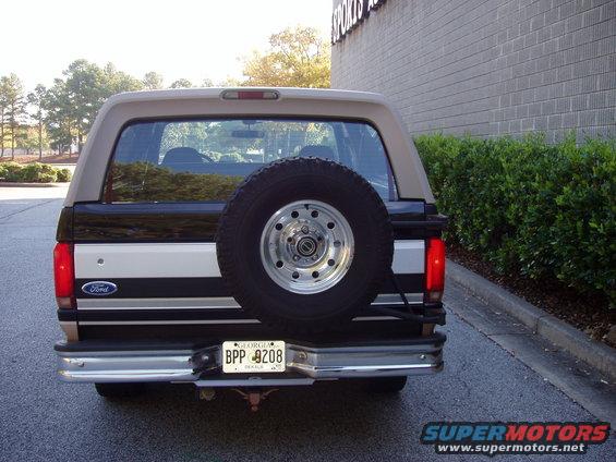 1996 Ford Bronco rear view with spare tire and Georgia license plate BPP 9208