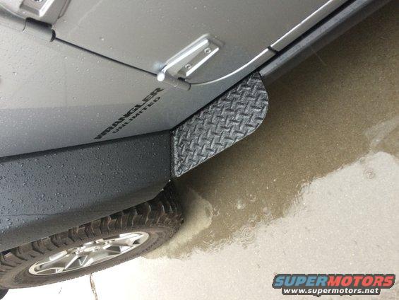 2014 JKU Rubicon rock slider mud rock deflector welded, herculined, installed