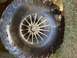1979 Ford Bronco - A close-up view of a Super Swamper tire mounted on a custom wheel, with grass visible to the side.