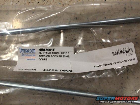 1965 Mustang trunk lid torsion rods 
