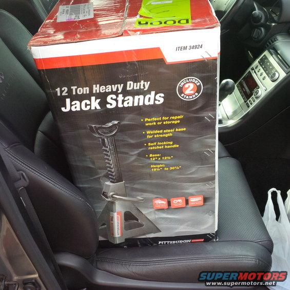 Box of 12 Ton Heavy Duty Jack Stands on car seat