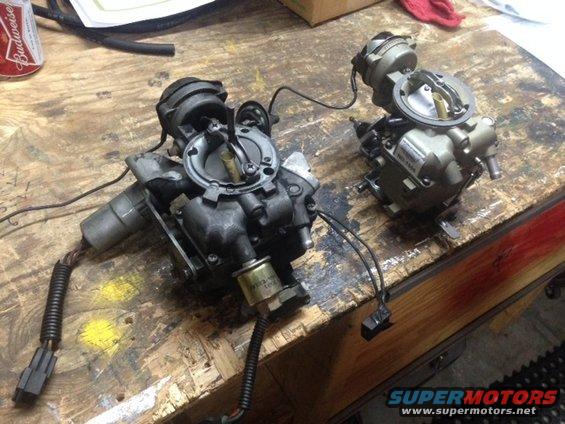 Feedback carb on the left, user-friendly carb on the right.