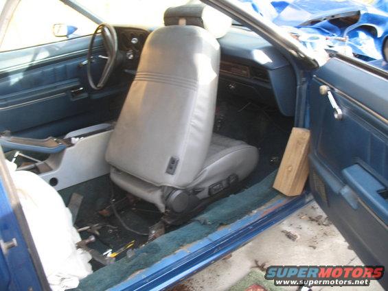 Blue 1972 Ford Ranchero interior with bucket seats and dashboard