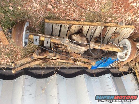 image.jpg Dana 60 with 4:1 gears and new brakes.
D 44 core to put 8 lug stuff and 4:10 gears in.
Springs from '77 1/2 ton donor. 