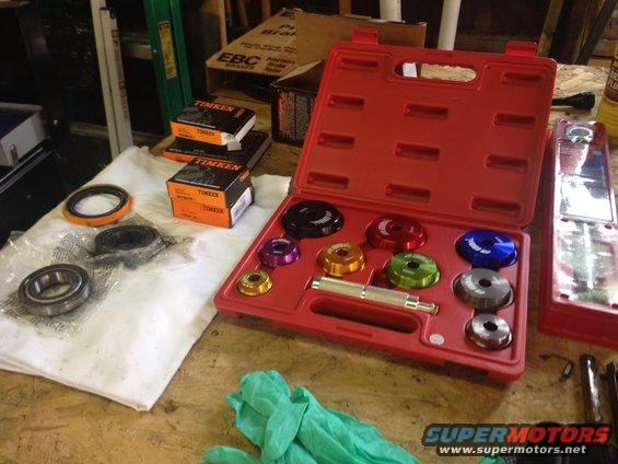 Went to Harbor Freight and purchased this wheel bearing race driver set.  Made removing the old and installing the new races sooooo easy.  $29 for the whole set. 