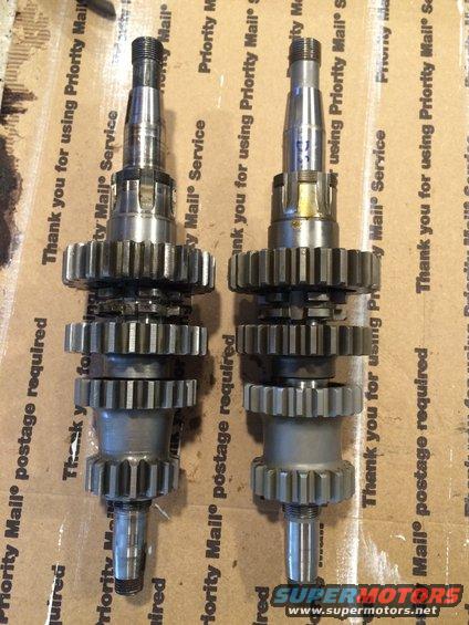 1975 Harley Shovelhead 4 speed transmission rebuild Andrews close ratio.  Old and new mainsheet with gears comparison 