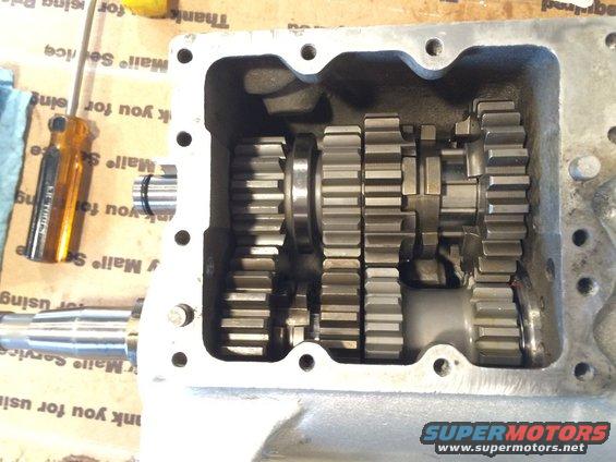 1975 Harley Shovelhead 4 speed transmission rebuild Andrews close ratio.  Countershaft and mainshaft installed.  Need .095 counteshaft spacer, 35883-36