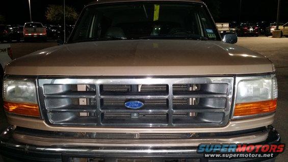 Tan Ford Bronco front grille and headlights