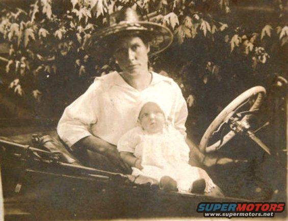 1915 Ford Model T with woman and baby