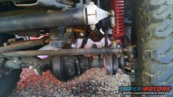 Front axle and suspension parts with red coilover shock