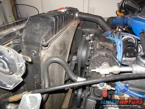 Super cooler radiator 26.25 wide and 24.25 tall core. Shroud and fan from 76 f250 w/factory 460. 