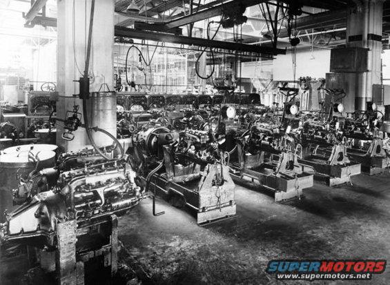 Factory floor with multiple engines on assembly lines