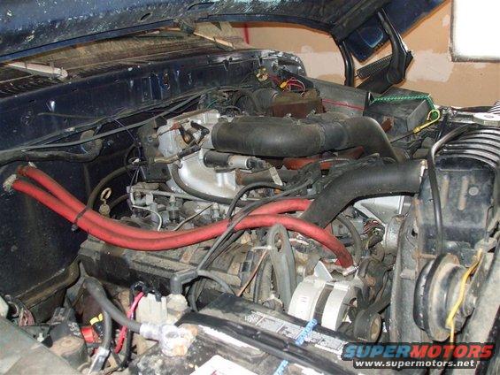 Engine bay of a 1979 Ford Bronco