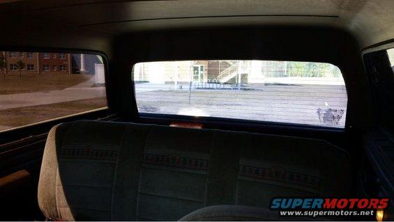 Interior rear seat and window view of a 1989 Ford Bronco