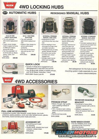 1995 Chief Auto Parts Warn Hubs