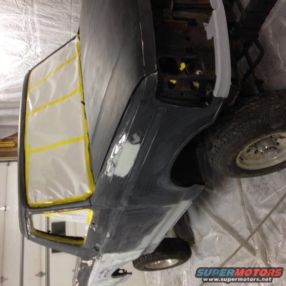 1992 Ford Bronco bodywork with masking tape on windows