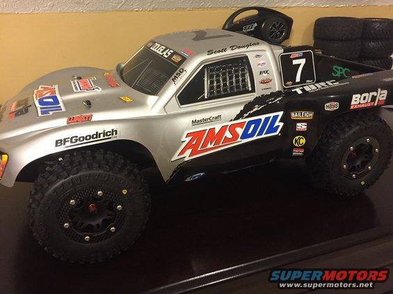 Remote control short course truck with AMSOIL and BFGoodrich decals, number 7 on the door