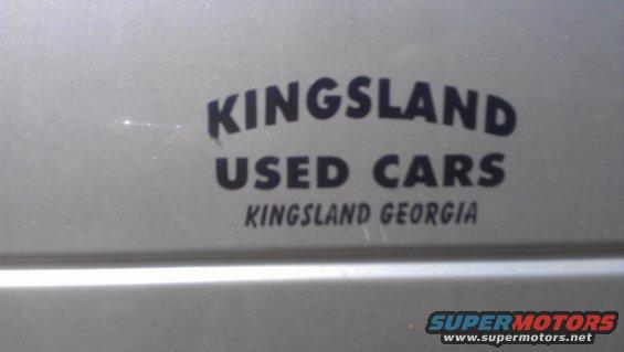 Kingsland Used Cars decal with Kingsland Georgia text