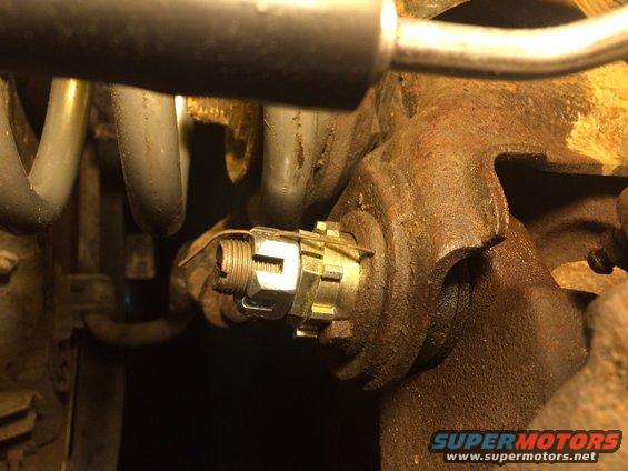 Moog adjustable bushing.  This is as far as I can get it to seat, and I had to put it in the fully neutral position to get them down this far.