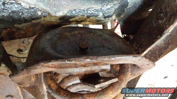 Rusty suspension components with a coil spring and metal plates