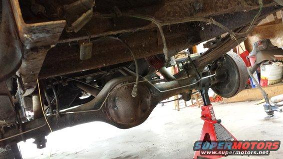 1978 Ford Bronco rear differential and suspension on jack stands