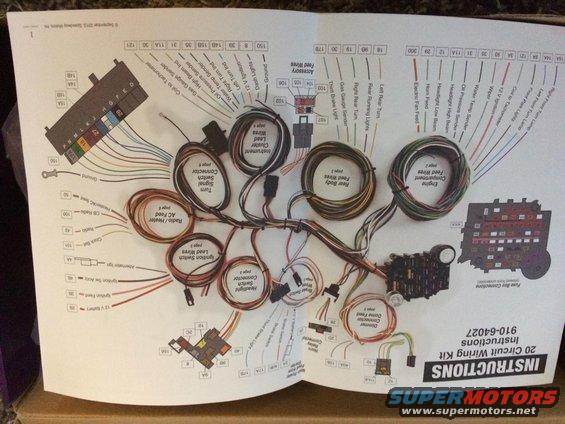 Wiring diagram for a 20 circuit wiring kit with labeled wire bundles and fuse box