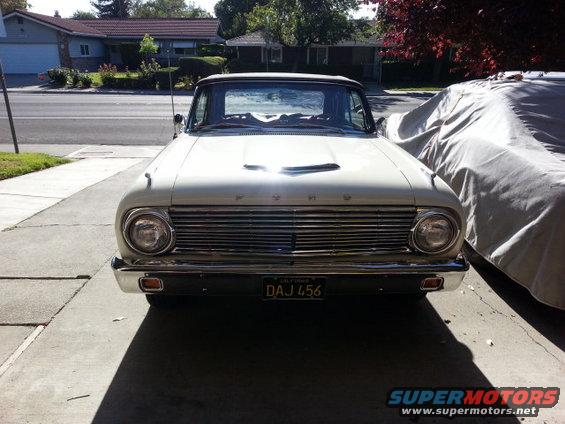 Cream 1963 Ford Falcon front view with horizontal grille and California license plate DAJ 456