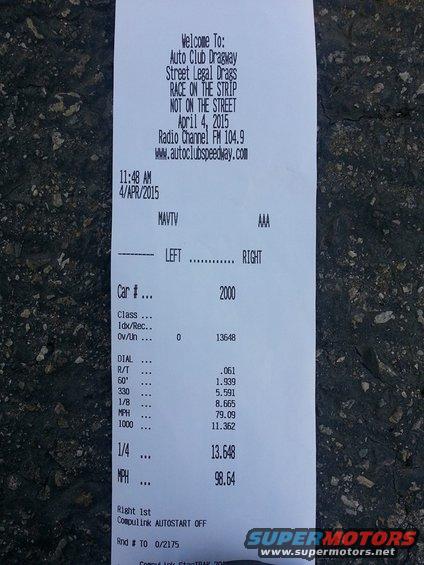 Drag strip time slip from Auto Club Speedway on April 4, 2015