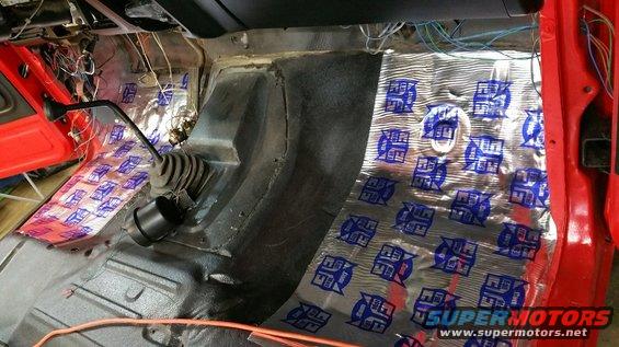 Interior floor of vehicle with soundproofing material and wiring