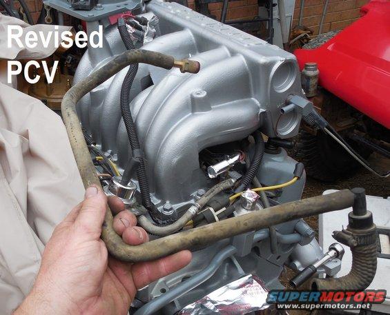 pcv97.jpg In addition to the actual revised PCV parts, I also got the revised vacuum nipples.  This short hose is F5TE- -BA, and the long hose is F4TE-6A664-AB or F4TE-6A664-BB .  I'll scrub them clean before installation. The old elbow at the back of the plenum will be removed & plugged.

[url=http://www.supermotors.net/registry/media/829913][img]http://www.supermotors.net/getfile/829913/thumbnail/pcvefis.jpg[/img][/url]