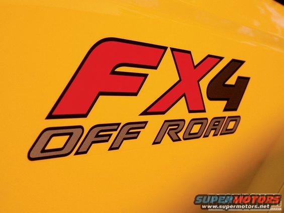 Yellow vehicle side with red and brown FX4 Off Road decal