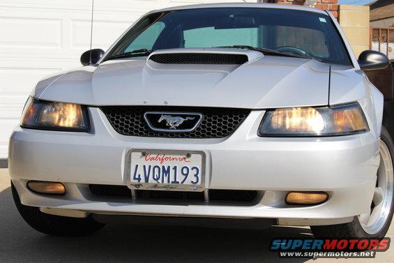 Front view of a silver 2002 Ford Mustang with a California license plate