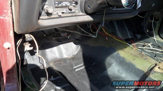 1972 Ford Ranchero interior showing dashboard wiring and floor
