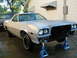 1973 Ford Ranchero - This 1973 Ford Ranchero is undergoing front-end work, supported by jack stands.