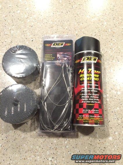 Exhaust wrap rolls and DEI Hi-Temp Silicone Coating spray