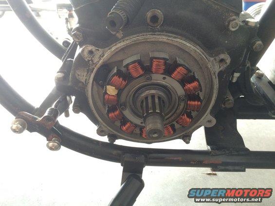 Motorcycle engine stator with copper windings