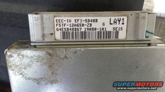 Engine control module with label EEC-IV EFI-SD48B F5TF-12A650-ZB LAY1