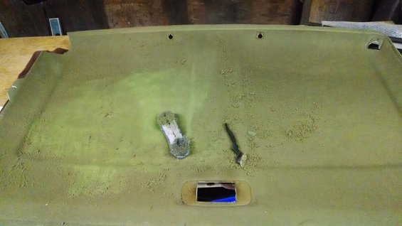 The Headliners out of earlier fsb's seem to be constructed out of a more ridgid cellular foam. The backing from the old headliner cloth material needed to be brushed off.