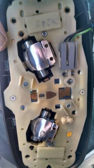 Interior dome light assembly with two bulbs and wiring harness