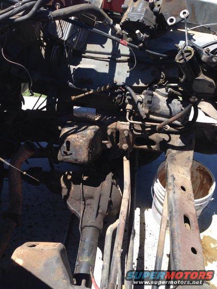 Engine and chassis components, close-up view