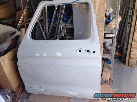 Driver side door in final stages of body work and primed February 14 2015