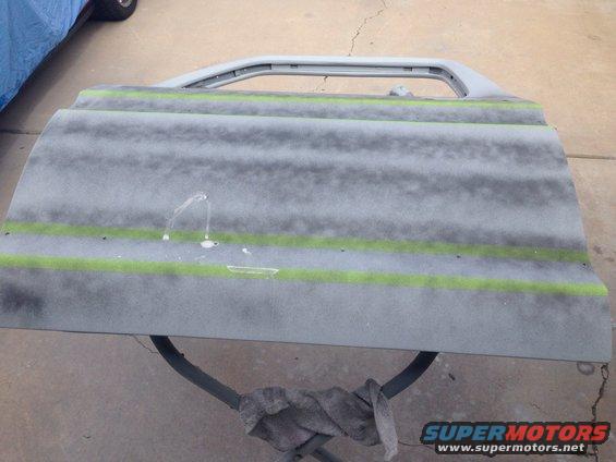 Driver Sid door in guide coat, to find any low spots February 22 2015