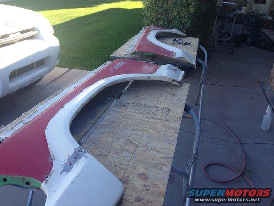 Both front fenders being worked on February 24 2015