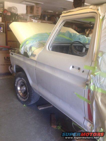 Door and fender primed, ready for paint and mounted March 17 2015