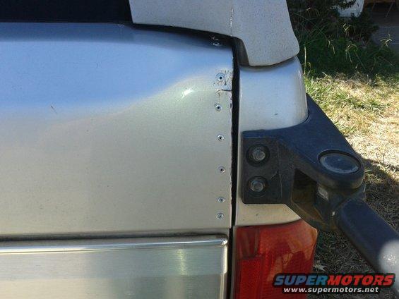 Seem was split, repaired with 1/8X3/4 Pop Rivets 