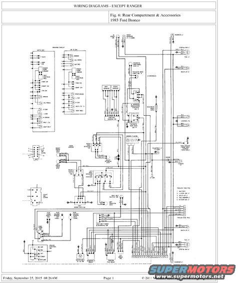 Wiring diagram for 1983 Ford Bronco rear compartment and accessories