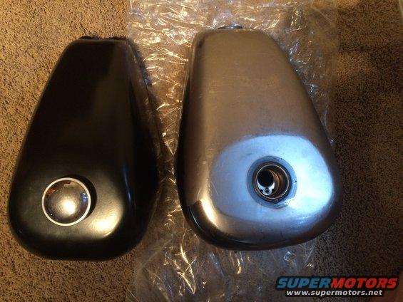 Black and chrome motorcycle gas tanks