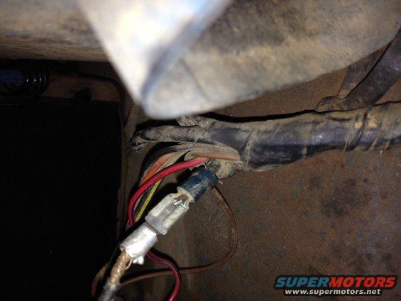 Close-up of spliced/broken wire