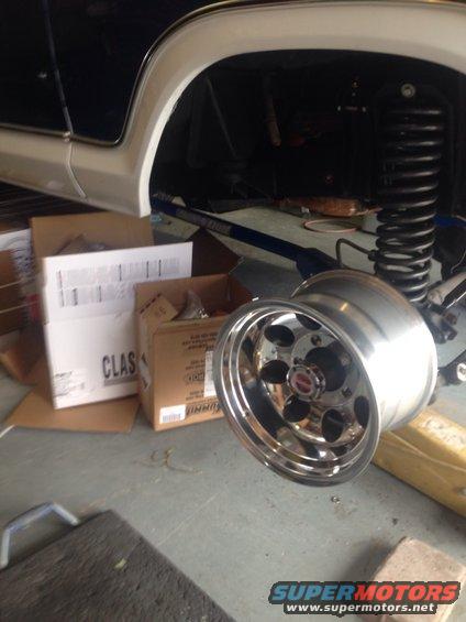 Making sure the Mickey Thompson Classic fit before I take them to discount to mount the tires